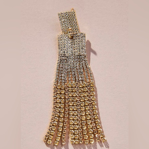Anthropologie Crystal Fringe Drop Earrings NWT - Picture 3 of 7